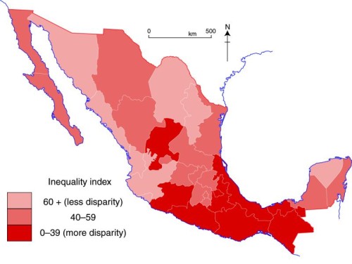 map of gender inequality in Mexico