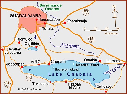 Map of Lake Chapala, Jalisco, Mexico
