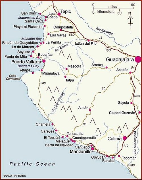 Map Of The Beaches Of Colima Jalisco And Nayarit Mexico Geo