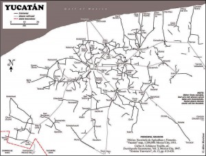 Map of Yucatan's railways
