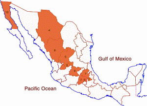 Map of the coolest states in Mexico