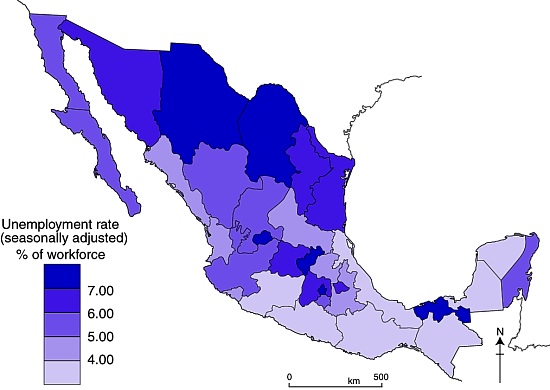 Unemployment in Mexico, second quarter of 2010.