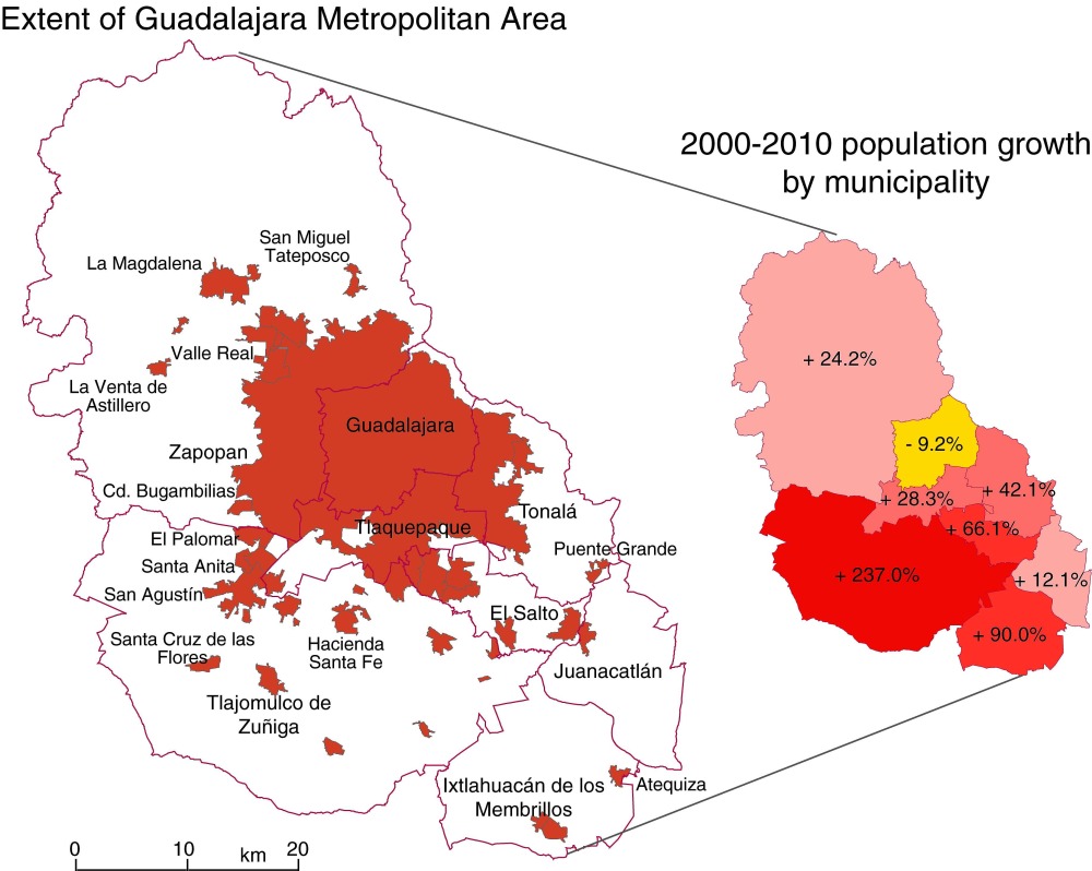 Population change in the Guadalajara Metropolitan Area GeoMexico