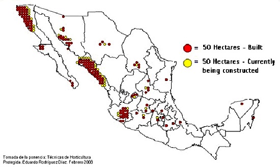 Protected horticultural areas in Mexico