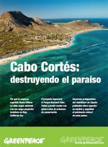 Cover of Greenpeace's position paper on Cabo Cortés