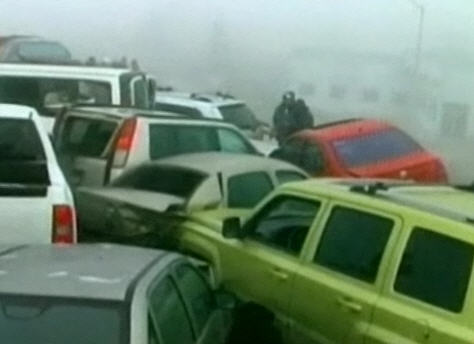 50-vehicle pile-up in fog, Saltillo, January 2011