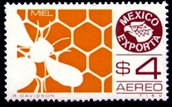 Postage stamp depicting honey exports