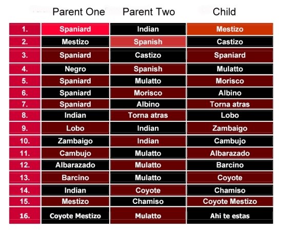 Las Castas – Spanish Racial Classifications