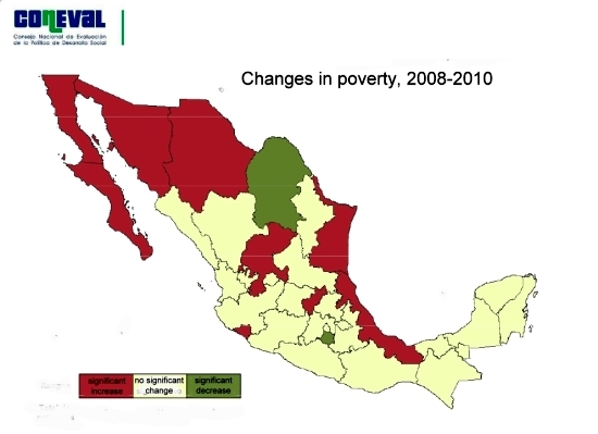 map of changes in poverty in Mexico, 2008-2010