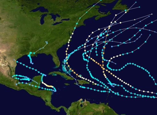 Tracks of Atlantic Hurricanes, 2011