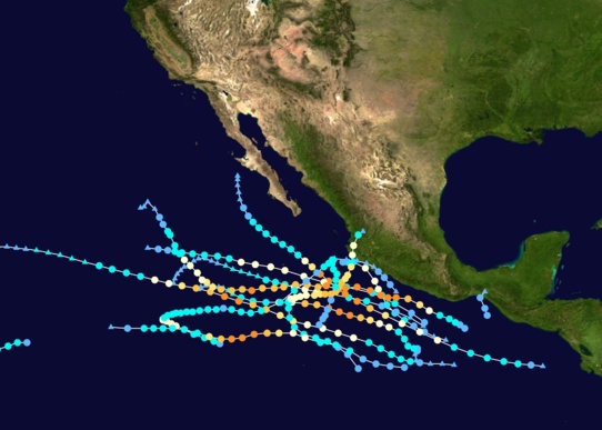Tracks of Pacific Hurricanes, 2011