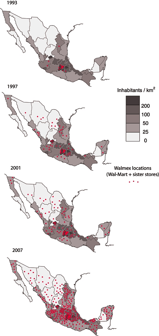 Wal-Mart's expansion across Mexico, 1993-2007