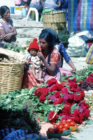 Mother and child in a Mexican market