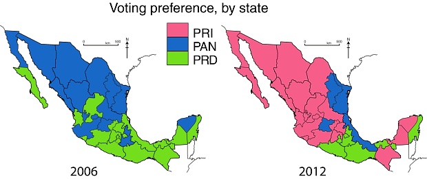 Voting patterns in presidential elections, 2006 and 2012