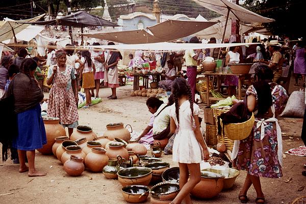 Ceramic items in a Oaxaca street market. Photo: Tony Burton