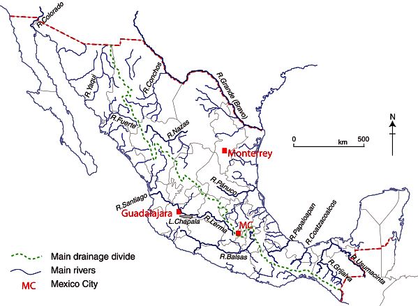 Fig 6-3 of Geo-Mexico: Rivers of Mexico
