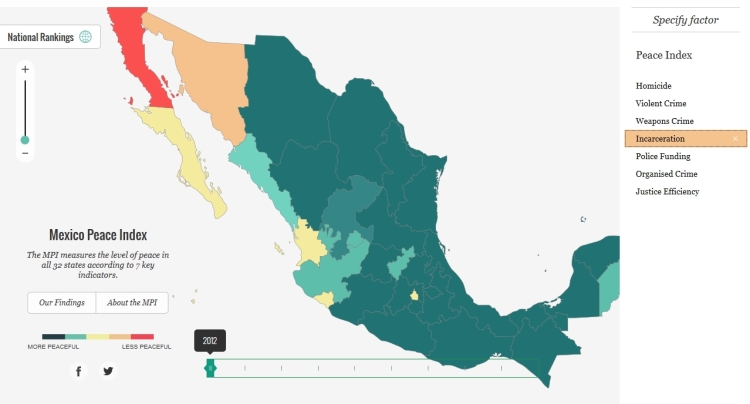 Incarceration rate in Mexico, 2012