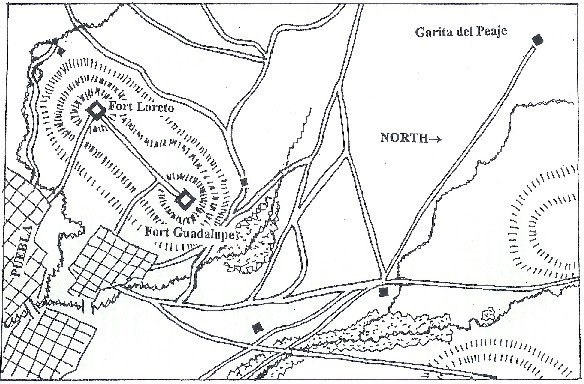 Map of Battle of Puebla