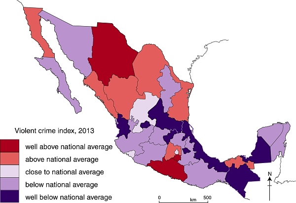 The Pattern Of Violent Crimes In Mexico In 2013 Geo Mexico The Geography Of Mexico 2911