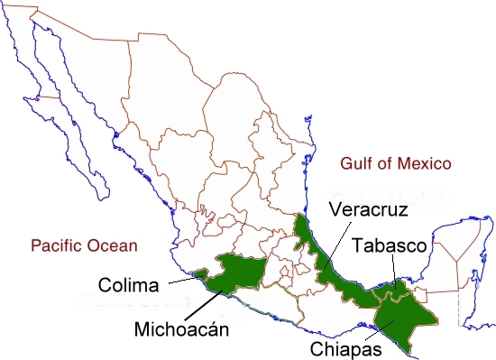 Mexico's banana-growing states