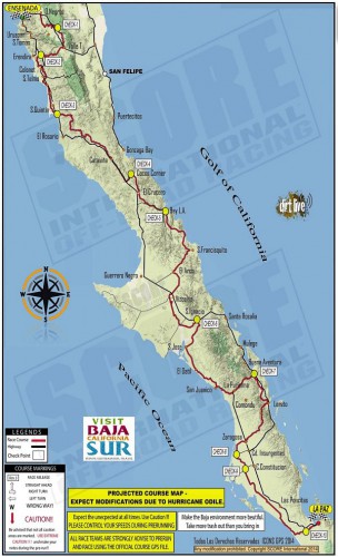 Route of Score 1000 Baja off-road race