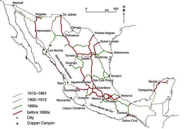 Fig. 17.2 The development of Mexico's railway network