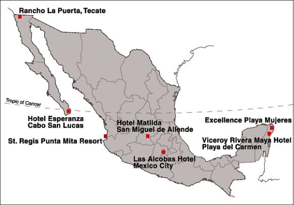 Location of Mexico's Top Seven Hotels