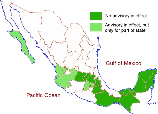 US Travel Advisory Areas, December 2014