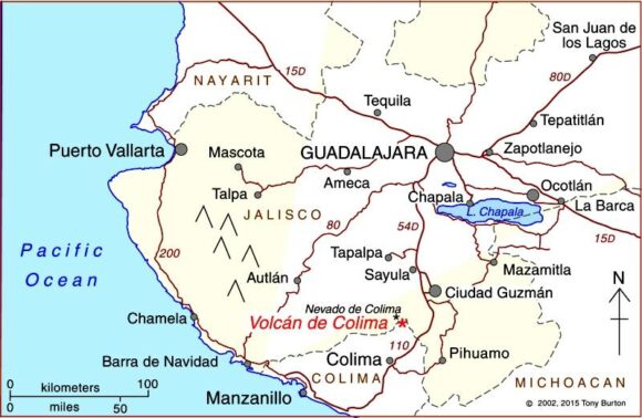 Location of Colima Volcano