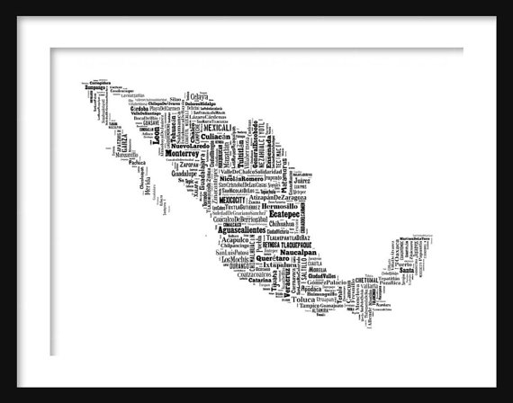 Mexico typography map