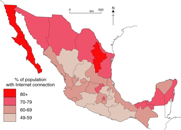 Cyber-connectivity in Mexico, 2015. Data: GCE 2015. Cartography: Geo-Mexico