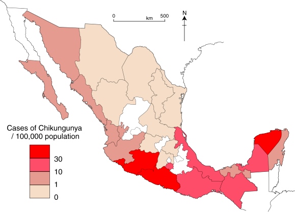 Incidence of Chikungunya, 2015, up to 24 October