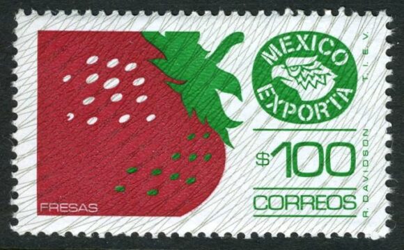 Postage stamp, strawberry exports