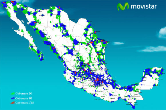 Movistar coverage, 2G, 3G, 4G - 2016