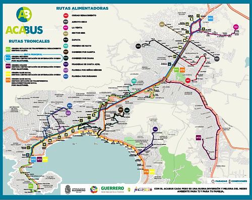 Map of ACAbús network; click forlarger pdf map