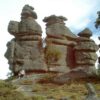 How were the Piedras Encimadas (Stacked Rocks) in Puebla, Mexico, formed?